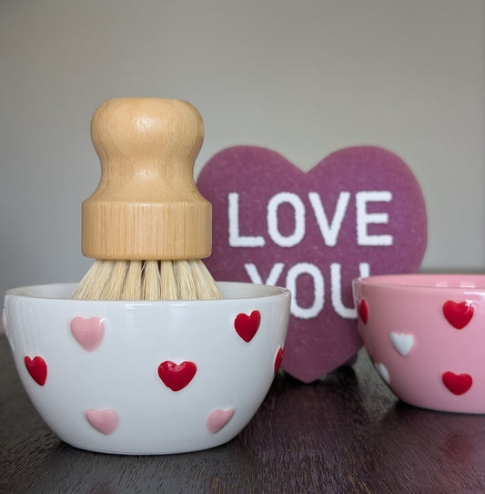 Solid Dish Soap Ramekin + Scrub Brush